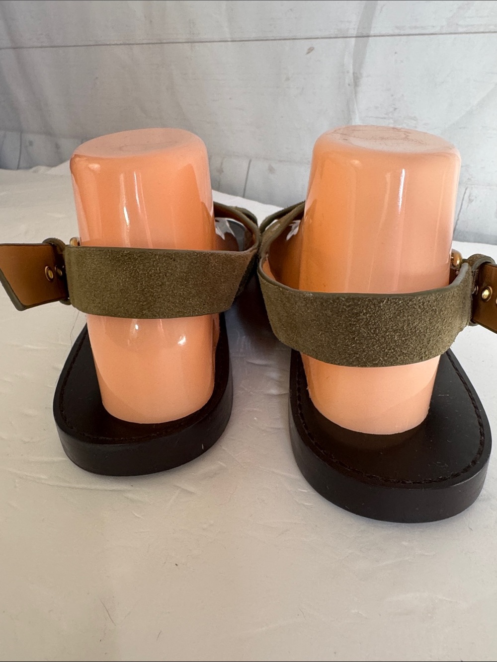 Madewell Size 9 Tuley Olive Green Crossover Strap Studded Boho Sandals - Picture 4 of 7